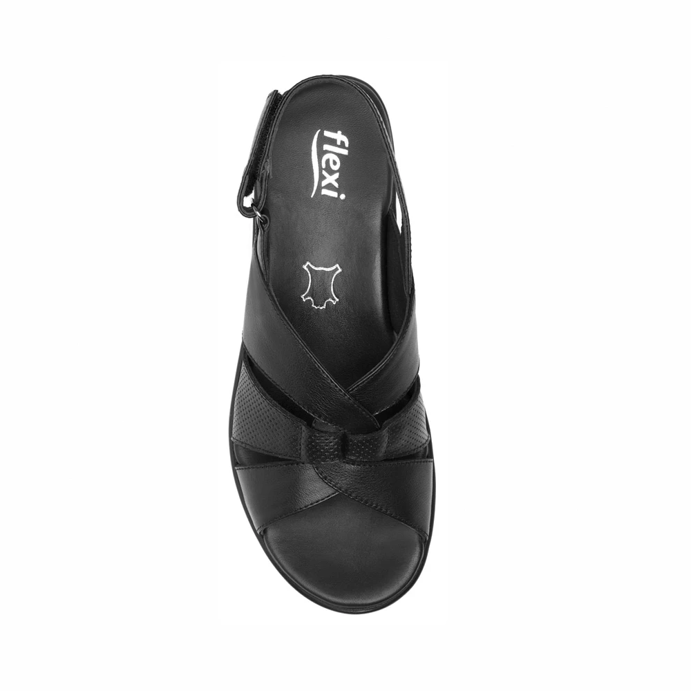 Sandalia Sling Back Flexi para Mujer con Acabado Tamporeado Estilo 116009 Negro