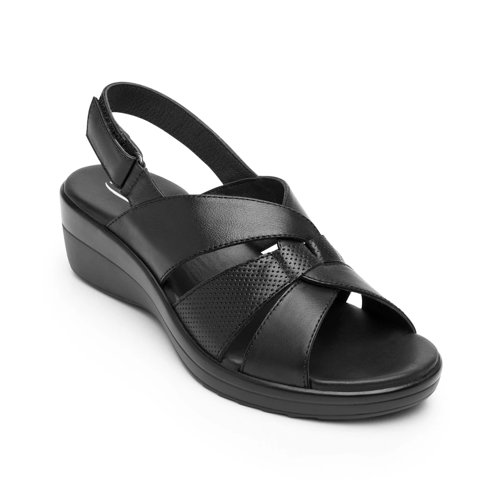 Sandalia Sling Back Flexi para Mujer con Acabado Tamporeado Estilo 116009 Negro