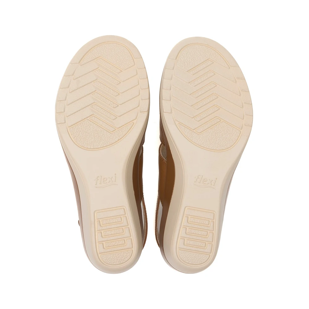 Sandalia Sling Back Flexi para Mujer con Acabado en Corte Estilo 116009 Tan