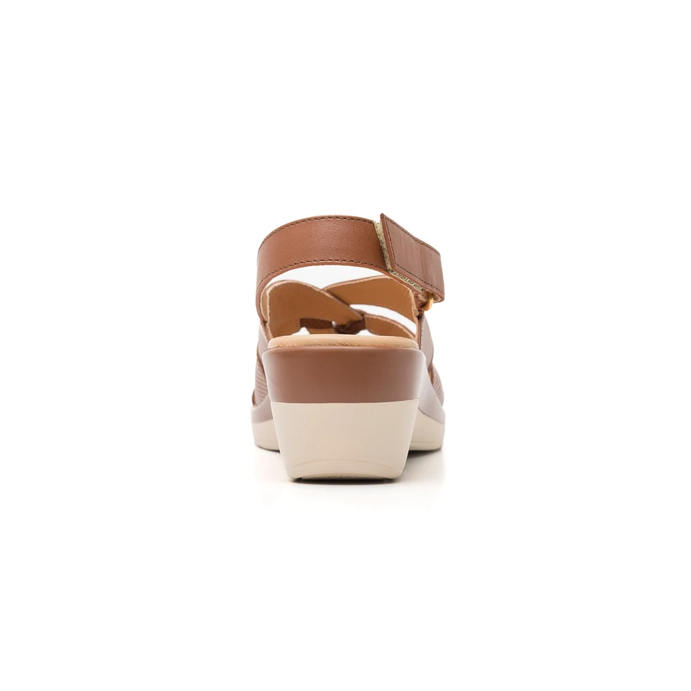 Sandalia Sling Back Flexi para Mujer con Acabado en Corte Estilo 116009 Tan