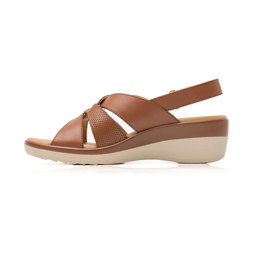 Sandalia Sling Back Flexi para Mujer con Acabado en Corte Estilo 116009 Tan