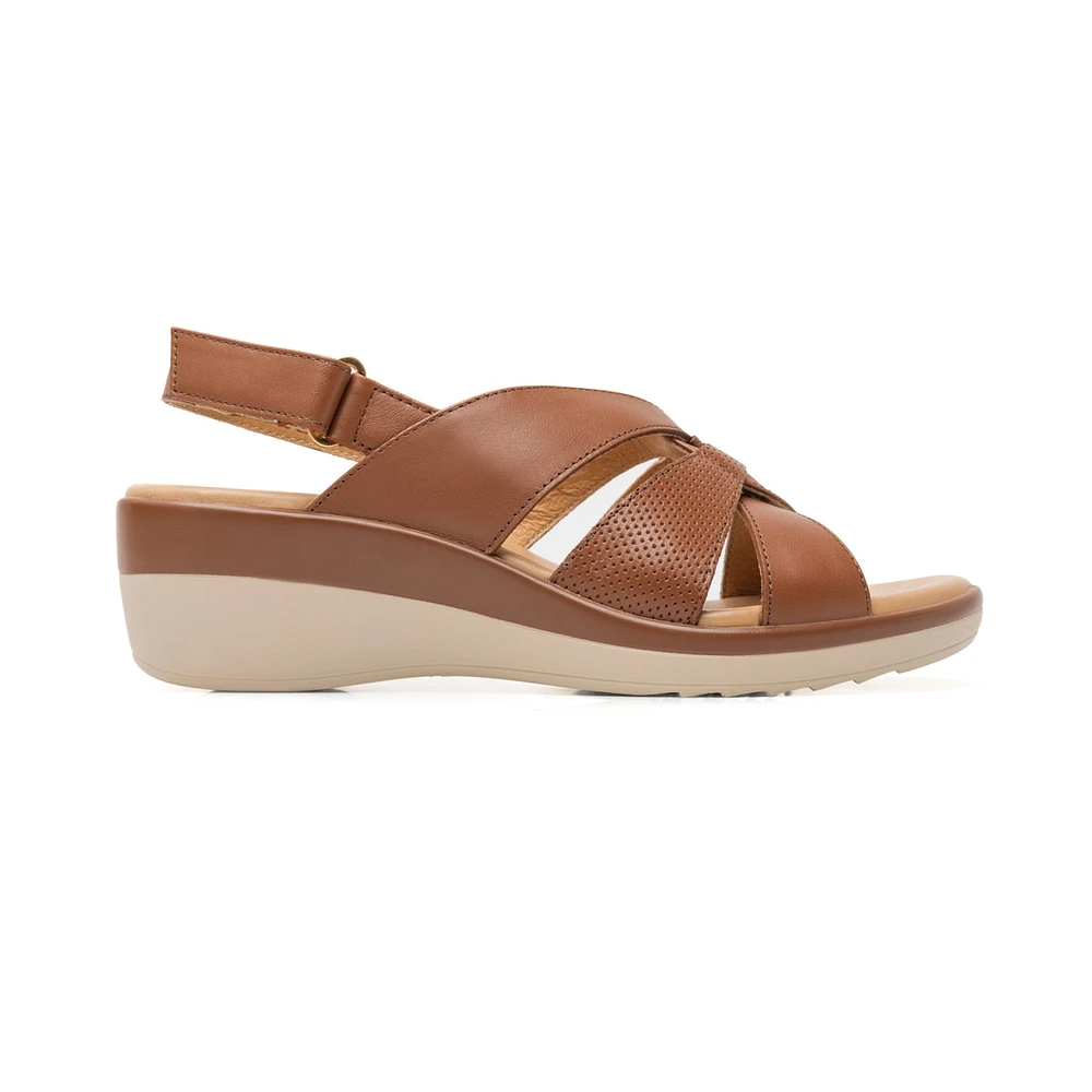 Sandalia Sling Back Flexi para Mujer con Acabado en Corte Estilo 116009 Tan