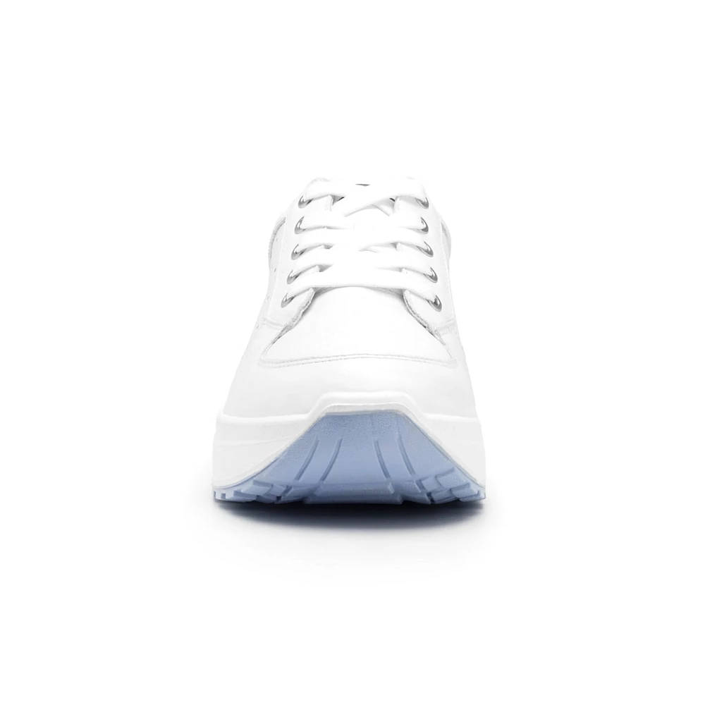 Sneaker Casual Agujetas Flexi para Mujer con Acabado Tamporeado Estilo 117205 Blanco