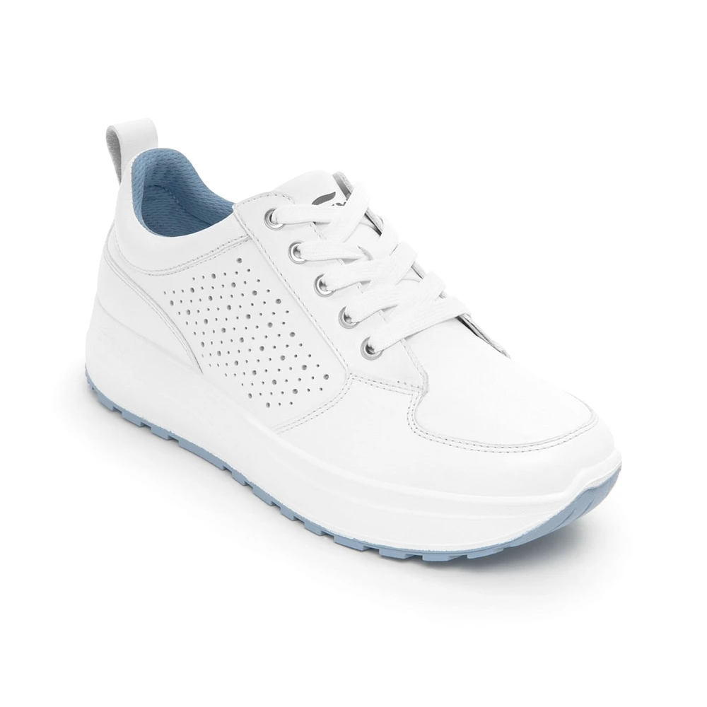 Sneaker Casual Agujetas Flexi para Mujer con Acabado Tamporeado Estilo 117205 Blanco