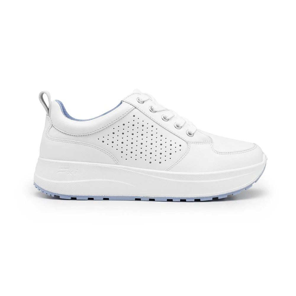 Sneaker Casual Agujetas Flexi para Mujer con Acabado Tamporeado Estilo 117205 Blanco