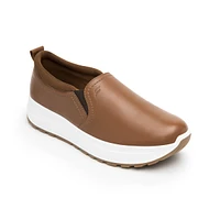 Sneaker Slip On Flexi para Mujer con Acabado Tamboreado Estilo 117207 Tan