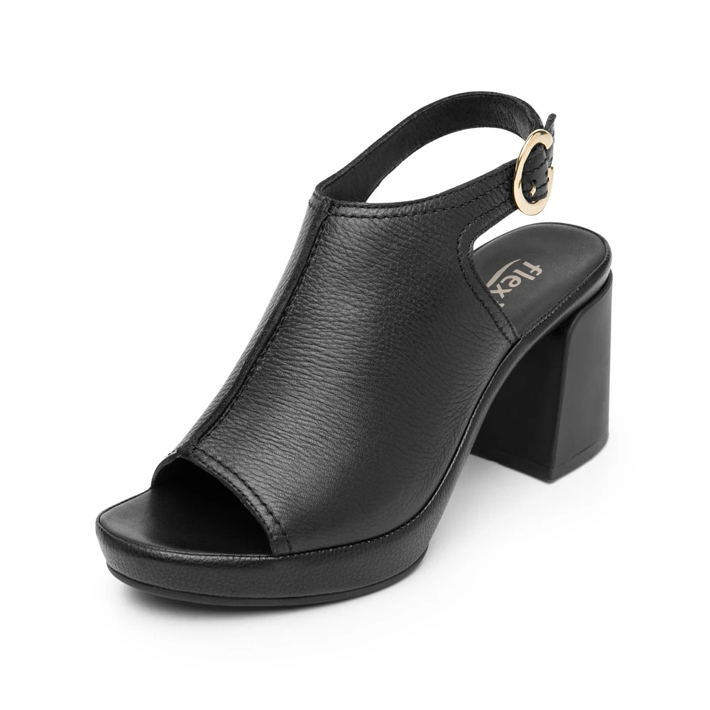 Sandalia De Tacón Flexi para Mujer con Plantilla Doble Densidad Estilo 122703 Negro