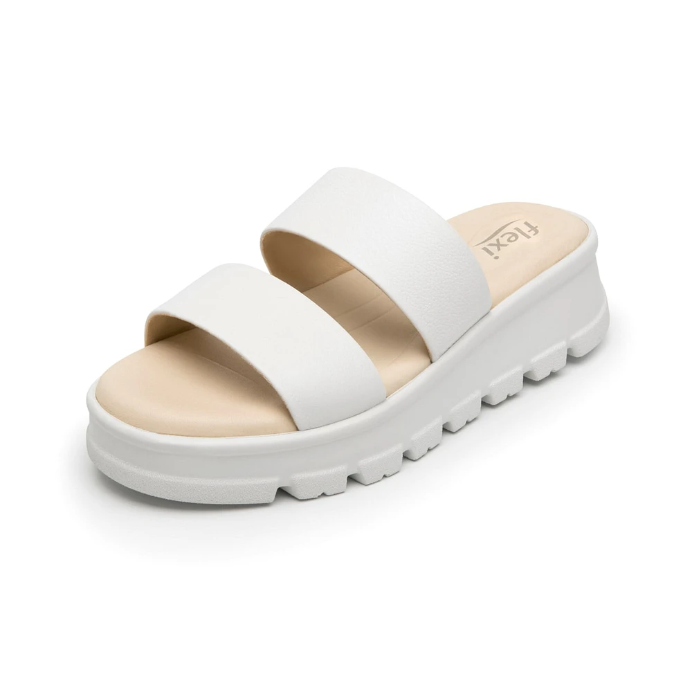 Sandalia Plataforma Flexi para Mujer con Plantilla Acojinada Estilo 128506 Blanco