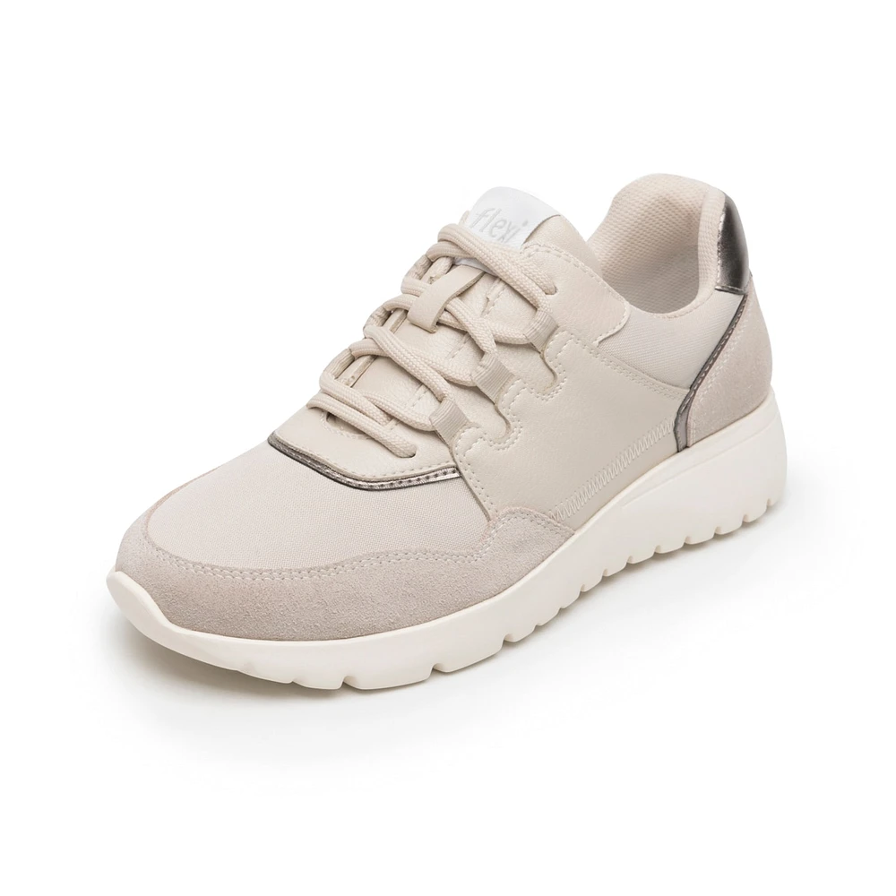 Sneaker Casual Flexi para Mujer con Suela Extra Ligera Estilo 129702 Marfil