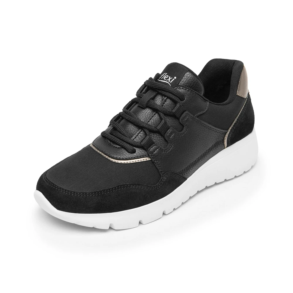 Sneaker Casual Flexi para Mujer con Suela Extra Ligera Estilo 129702 Negro