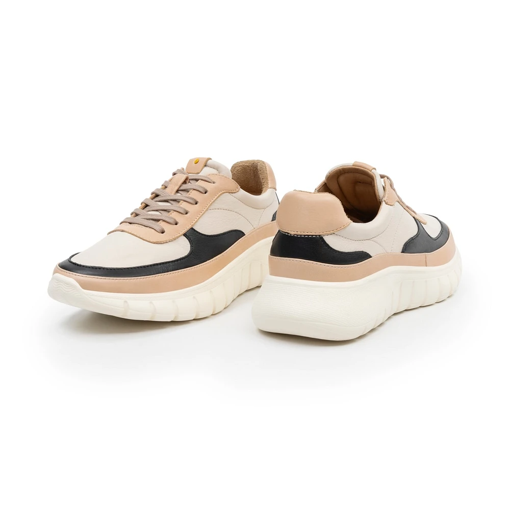 Sneaker casual en piel multicolor beige Quirelli estilo 302501