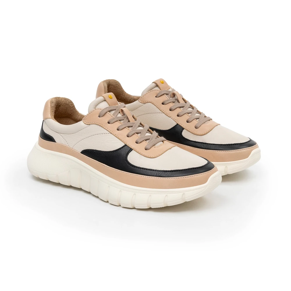 Sneaker casual en piel multicolor beige Quirelli estilo 302501