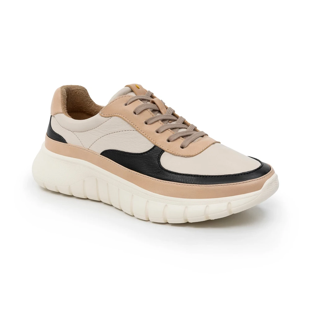 Sneaker casual en piel multicolor beige Quirelli estilo 302501