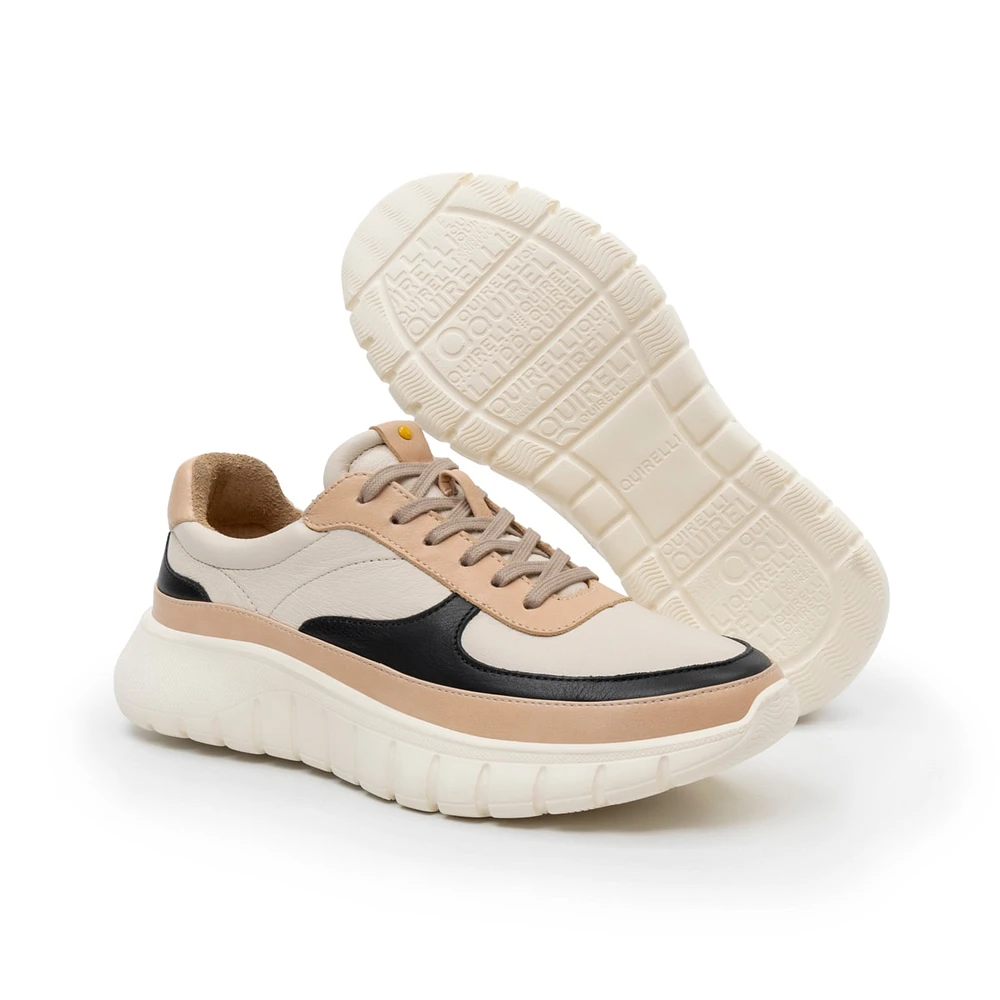 Sneaker casual en piel multicolor beige Quirelli estilo 302501