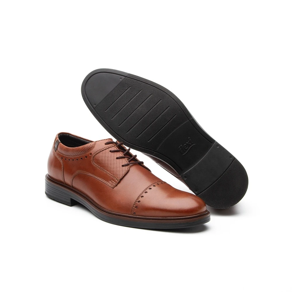 Zapato De Vestir Para Salir Flexi Con Perforado En Puntera Hombre - Estilo 400102 Tan