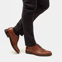 Zapato De Vestir Para Salir Flexi Con Perforado En Puntera Hombre - Estilo 400102 Tan