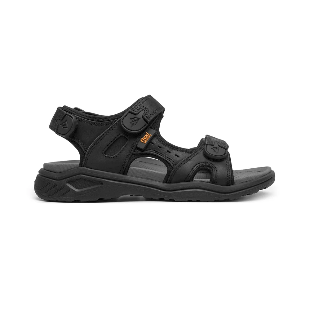 Sandalia Outdoor Piel con Ajuste Flexi para Hombre Ancho Ajustable Estilo 411001 Negro