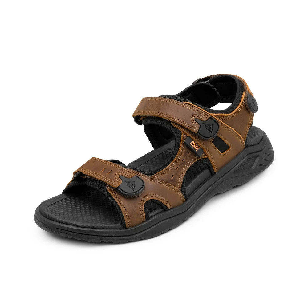 Sandalia Outdoor Piel con Ajuste Flexi para Hombre Ancho Ajustable Estilo 411001 Tan