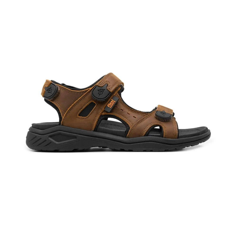 Sandalia Outdoor Piel con Ajuste Flexi para Hombre Ancho Ajustable Estilo 411001 Tan