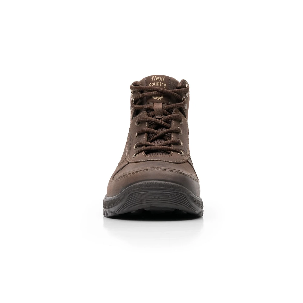 Bota Para Outdoor Flexi Country Con Piel Graneada  Hombre - Estilo 66514 Chocolate