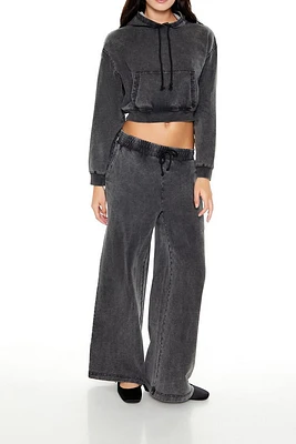 Fleece Mineral Wash Wide-Leg Pants