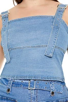 Plus Buckled Denim Crop Top