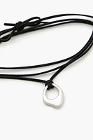 Faux Suede Cord O-Ring Necklace