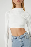 Sweater-Knit Mock Neck Crop Top