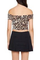 Leopard Off-the-Shoulder Crop Top