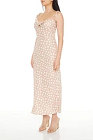 Linen-Blend Polka Dot Maxi Dress