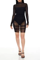 Ruched Sheer Bodycon Mini Dress