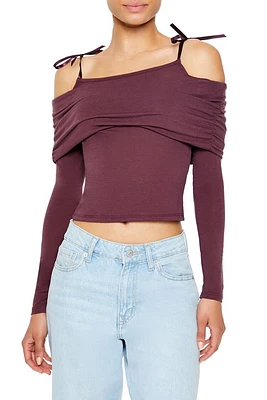 Foldover Open-Shoulder Crop Top