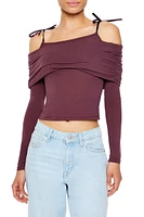 Foldover Open-Shoulder Crop Top