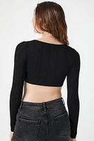 Sweater-Knit Keyhole Crop Top