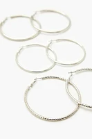 Etched Omega Hoop Earring Set