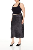 Plus Polka Dot Slip Midi Skirt