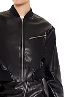 Faux Leather Bomber Jacket