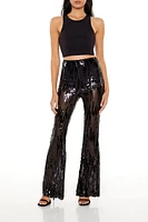 Sequin High-Rise Flare Pants