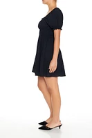 Ruffle Puff-Sleeve Mini Dress