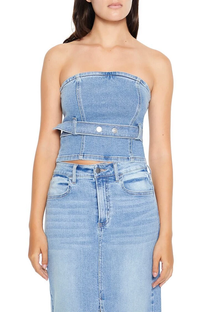 Belted Denim Tube Top