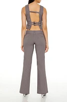 Pinstriped Low-Rise Trouser Pants