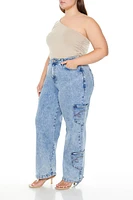 Plus Wide-Leg Cargo Jeans