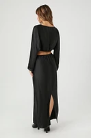 Satin Crop Top & Maxi Skirt Set