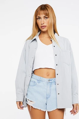 Dolphin-Hem Buttoned Shacket