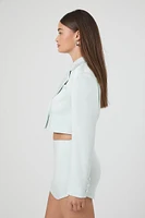 Satin Notched Cropped Blazer