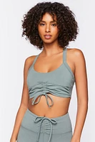 Ruched Drawstring Sports Bra