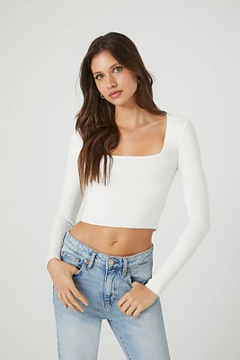 Cropped Square-Neck Sweater