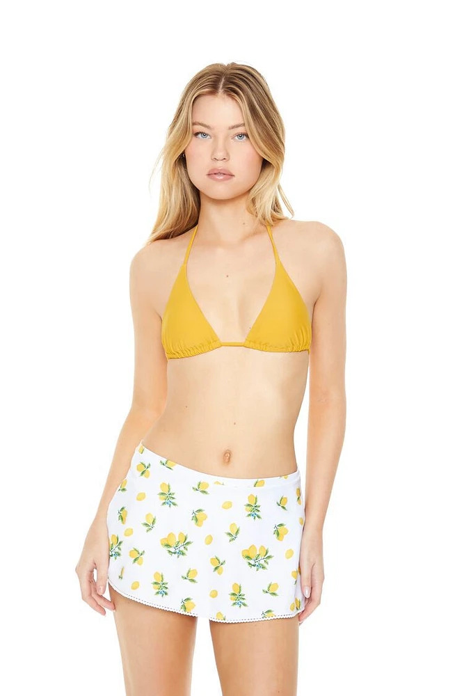 Lemon Print Swim Cover-Up Skirt