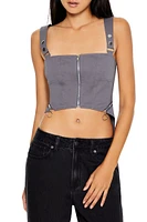 Exposed Zipper Bustier Crop Top