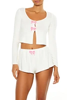 Bow Crop Top & Shorts Pajama Set